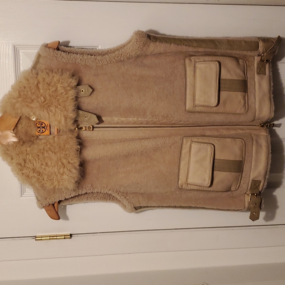 Tory Burch Shearling Vest sz Large